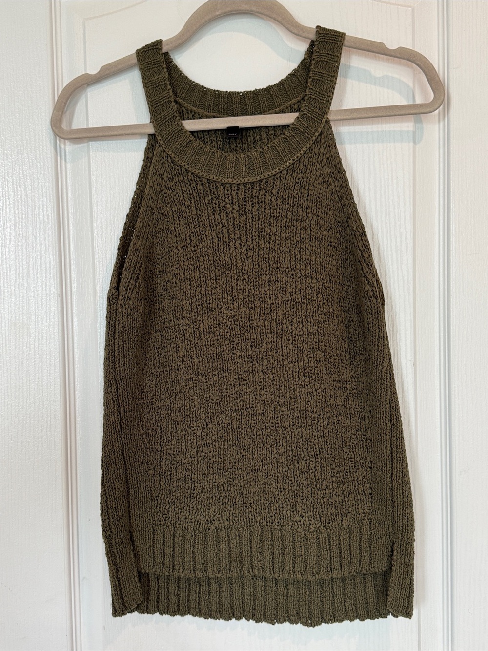 J. Crew Olive Green Ribbed Halter Knit Tank